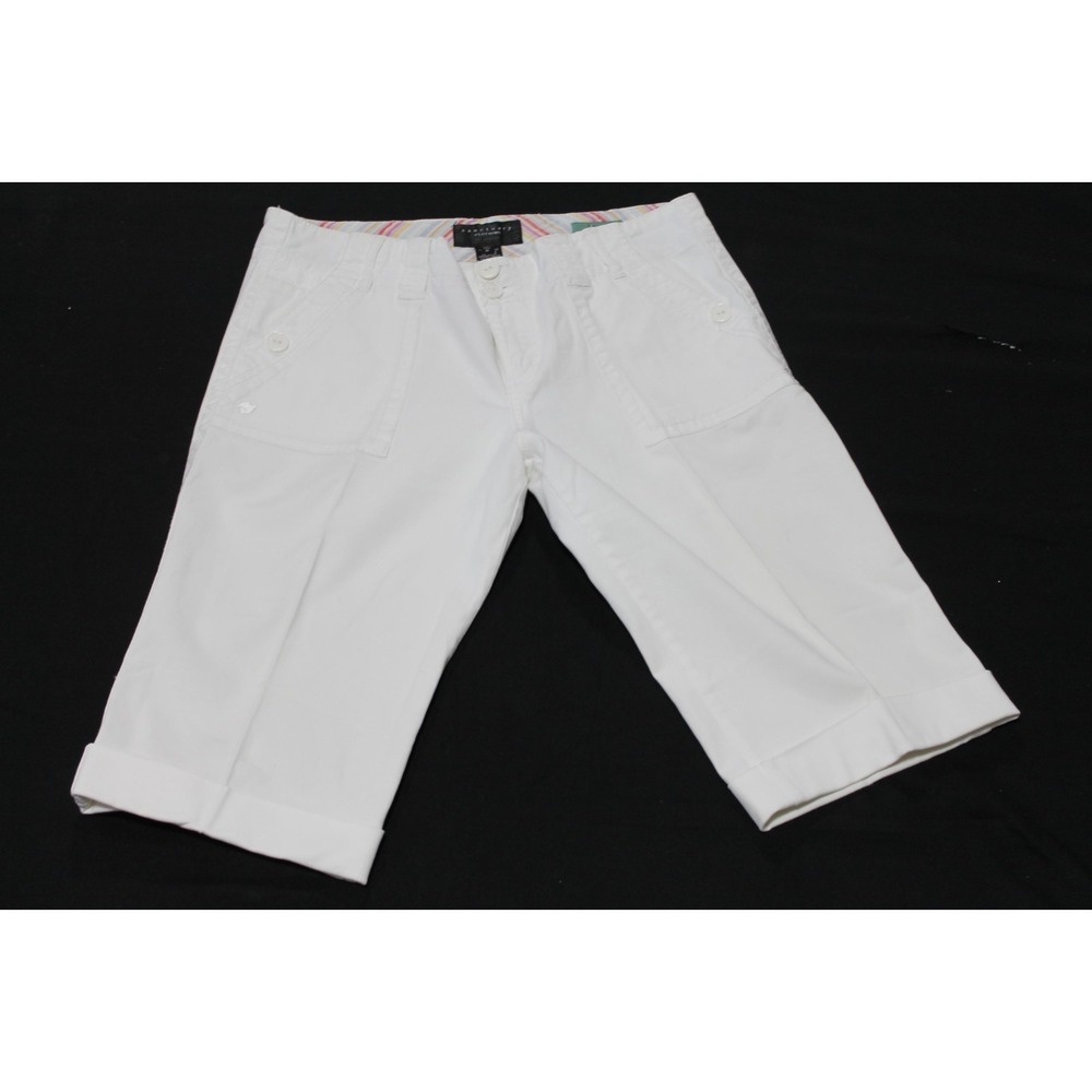 Sanctuary Clothing White Bermuda Shorts Cuffed Pockets Womens 31 P172-R08